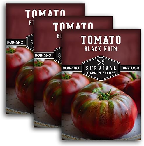 Miniatura 1 de Survival Garden Seeds - Semilla de tomate negro Krim para plantar - 3 paquetes con instrucciones para plantar y cultivar deliciosos tomates frescos