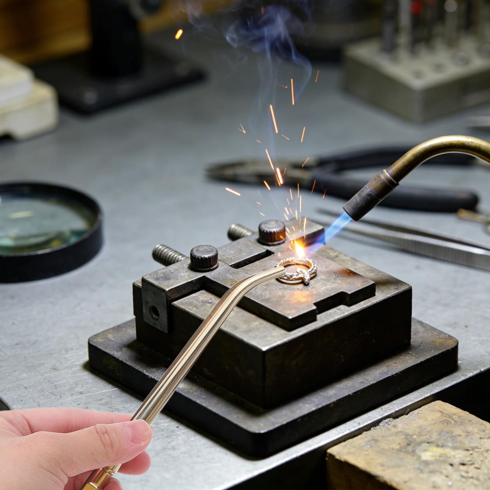 Schmucklötset für Schmuckherstellung und Reparatur mit Wabenblock, 1 Satz