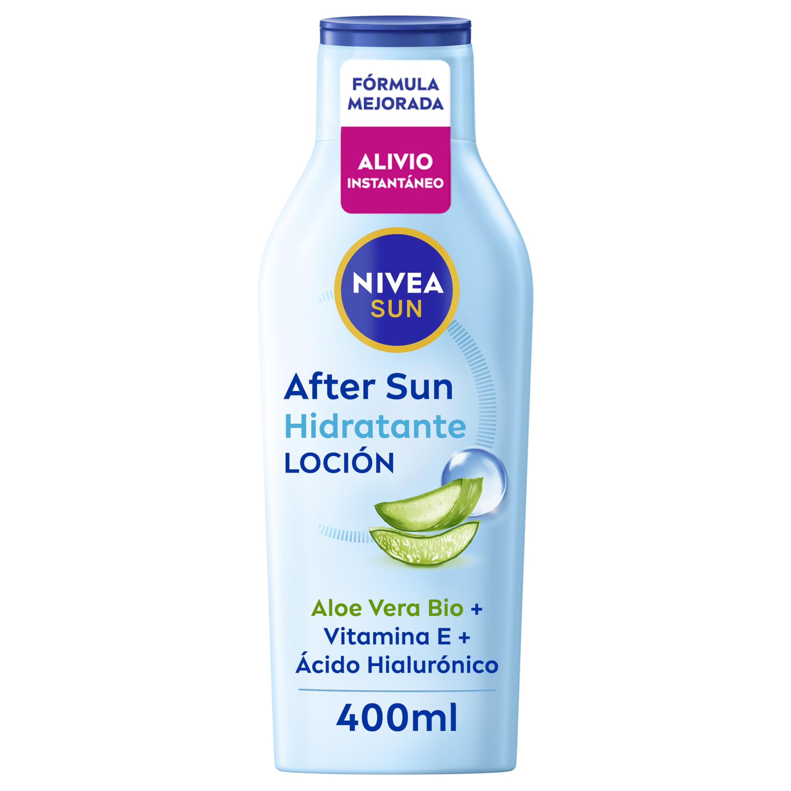 NIVEA SUN After Sun Loción Corporal Hidratante y Calmante 48h 400 ml Aloe Vera Bio Vitamina E Ácido Hialurónico