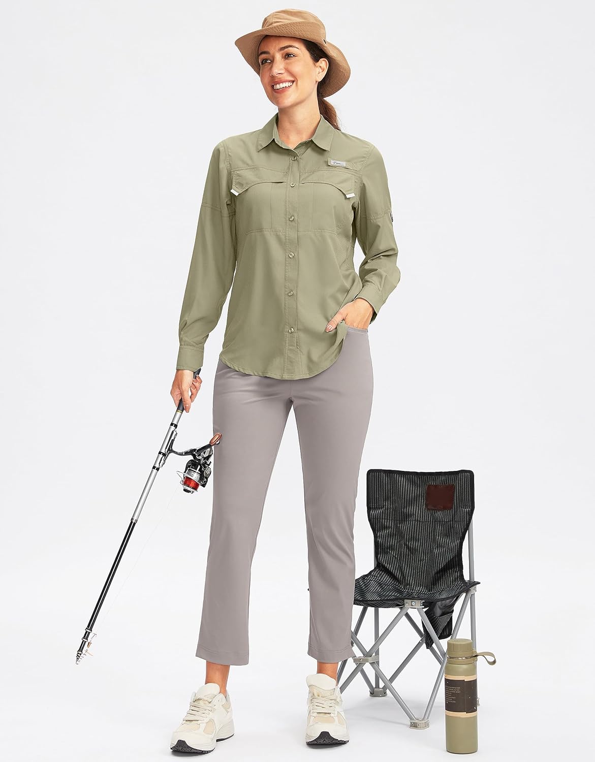 Pudolla Women's UPF 50+ UV Sun Protection Shirts Long Sleeve Fishing Hiking Shirt Cool Lightweight Travel Safari Shirts - Image 6