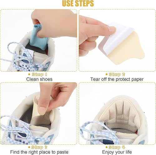 Miniatura 7 de 12 empuñaduras de talón para hombres y mujeres, almohadillas de talón para zapatos demasiado grandes, insertos de cojín de talón de cuero para