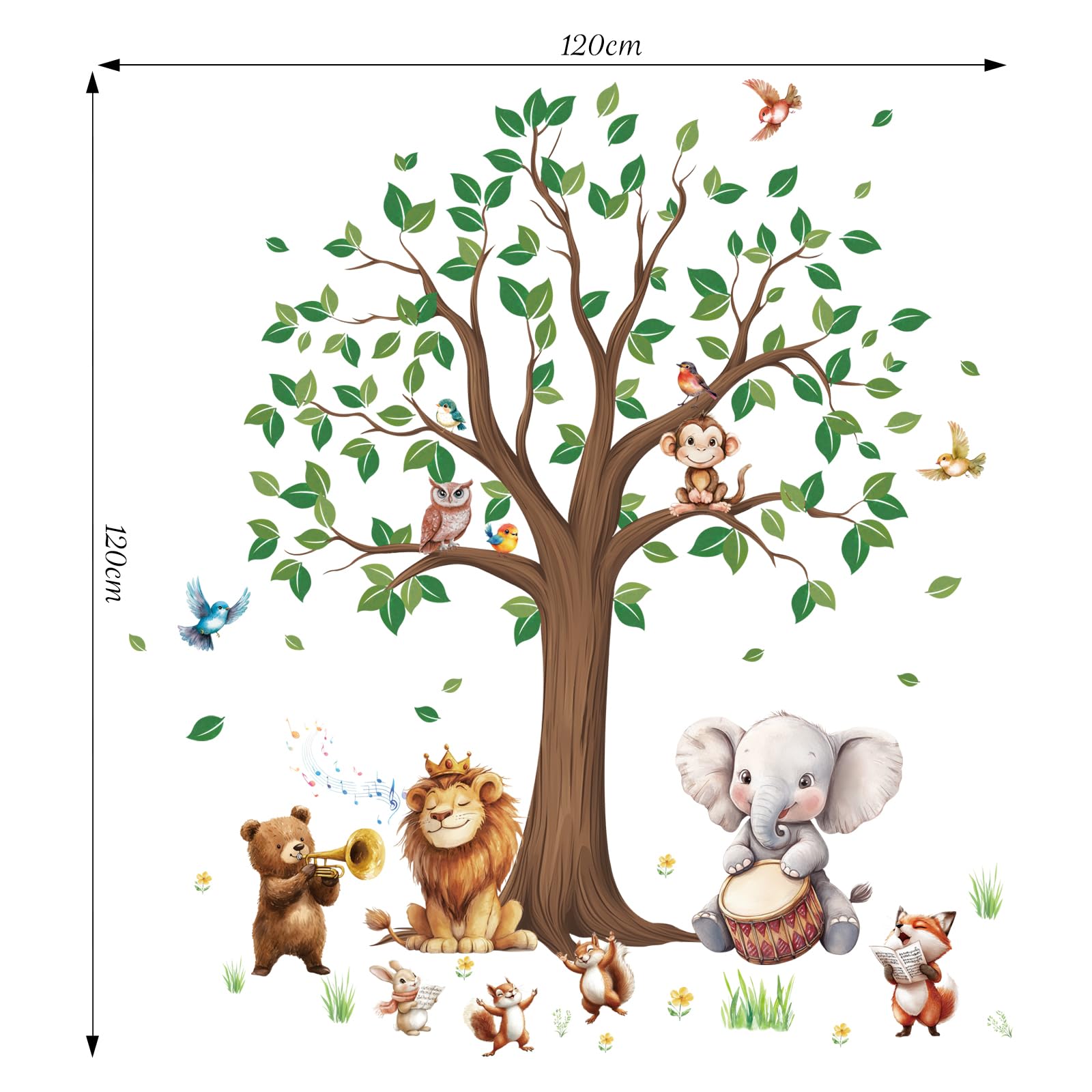 SHUCHING Large Woodland Tree Wall Decals for Baby Room Safari Zoo Wall Stickers Decoration for Kids Bedroom Nursery Playroom - Image 4