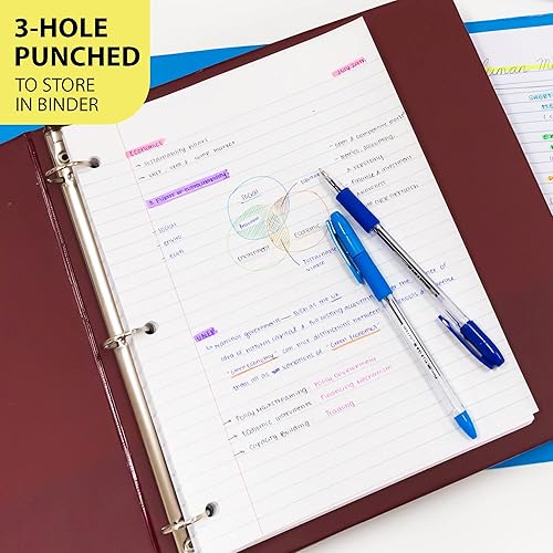 Miniatura 4 de BAZIC - Papel de relleno de hojas sueltas, 100 hojas, con 3 agujeros perforados para carpetas de anillos, para oficina, escuela, estudiantes,