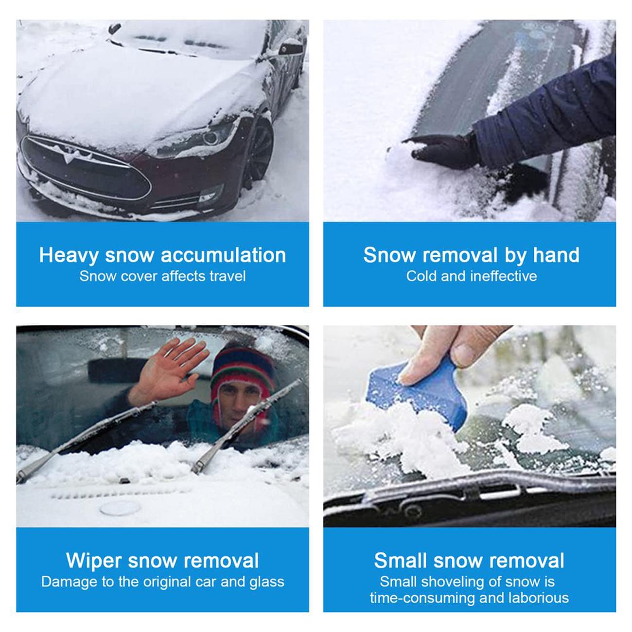 Pelle à Neige 3 en 1 pour Voiture, grattoir à Glace Extensible et Brosse à Neige avec tête de Brosse rotative à 360° pour Camion SUV