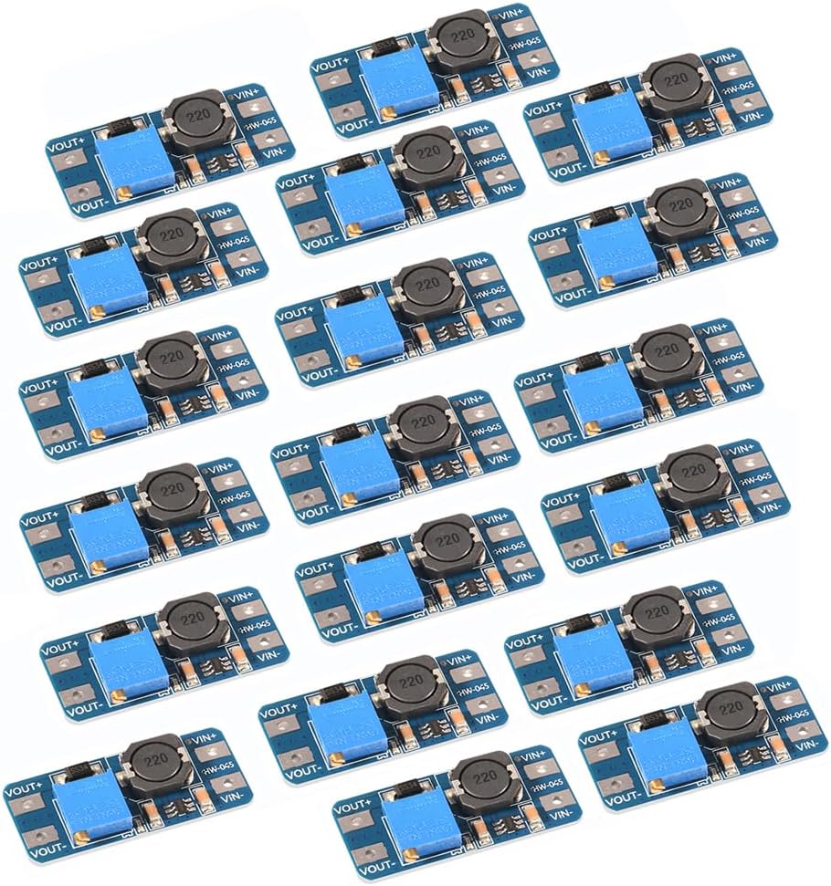 20PCS MT3608 DC-DC Step Up Boost Power Converter 2A Module Adjustable Step Up Voltage Regulator Board 2-24V to 5V-28V Output