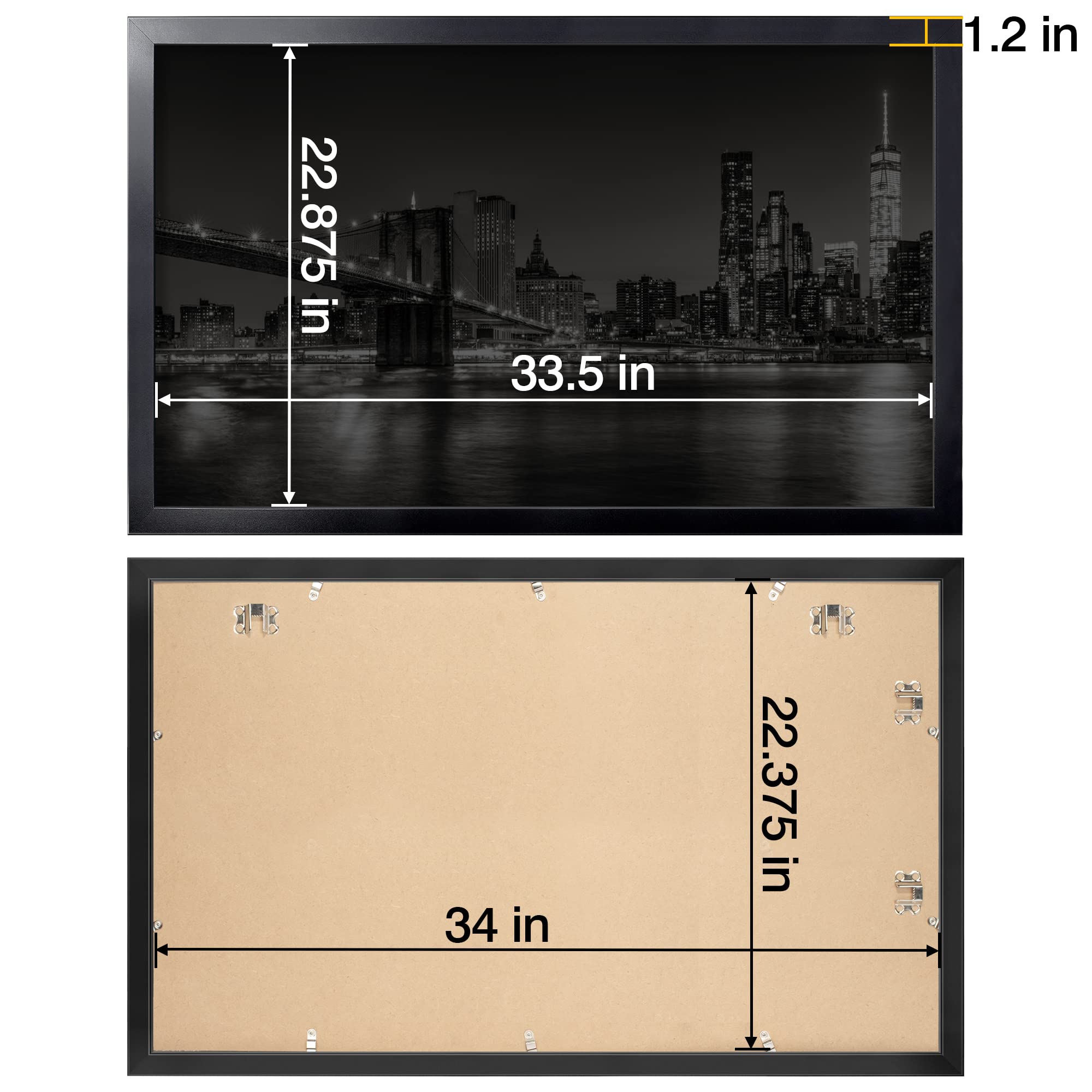 Annecy 22.375x34 Picture Frame Black?1 Pack?, 22.375 x 34 Picture Frame for Wall Decoration, Classic Black Minimalist Style Suitable for Decorating Houses, Offices, Hotels