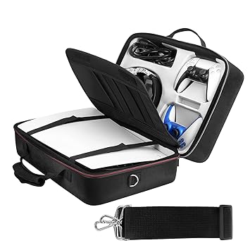 PS5 Carrying Case - Protective Hard Shell Console Case - Travel Storage Bag Compatible with Playstation 5 and PS5 Digital Edition with Customizable Interior for PS5 Game Consoles/Controllers/Headset