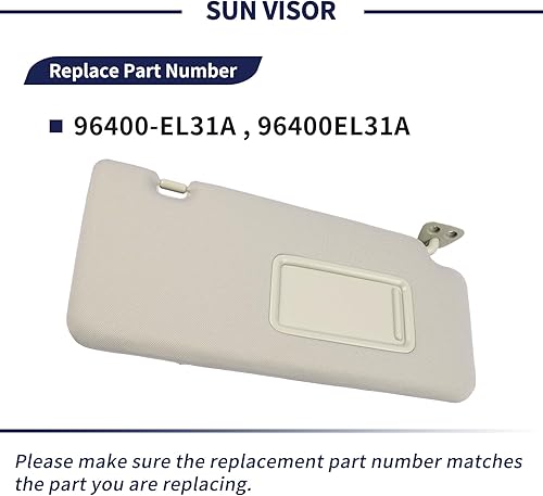 Miniatura 10 de Magimaker Visera solar para el lado del conductor para Nissan Versa 2007 2008 2009 2010 2011 2012 Reemplazo 96401-EL31A delantero izquierdo