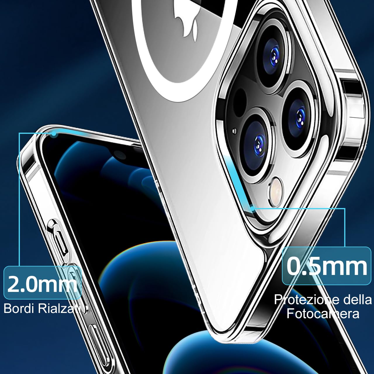 tigratigro Cover Magnetica per iPhone 12 Pro Max, Compatibile con MagSafe Ricarica Wireless, Anti Ingiallimento, Antiurto di Grado Militare, Custodia magnetica, Retro Antigraffio Trasparente