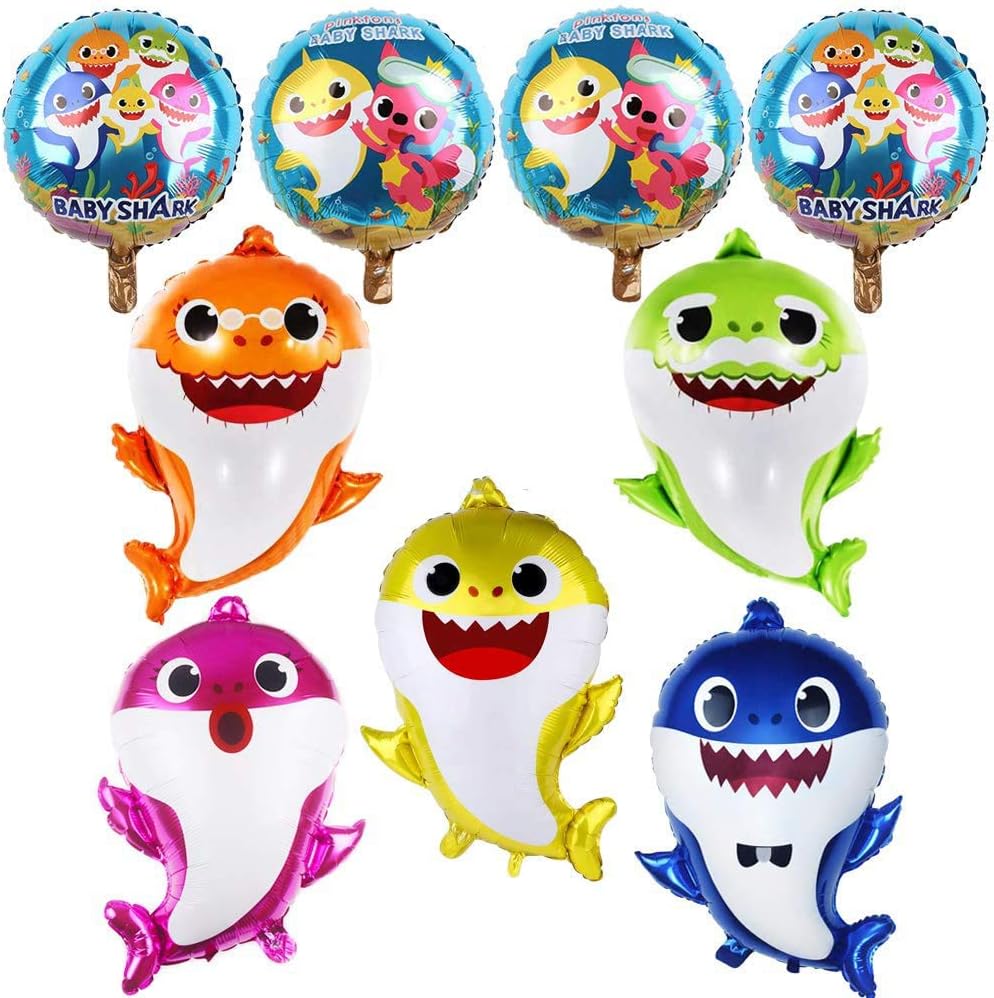 Lifreer Shark Party Supplies Shark Baby Helium Balloons, 9Pcs Little Shark Baby Masks Shark Family Party Favors For Sea World Shark Themed Costumes Party Birthday Party Decorations