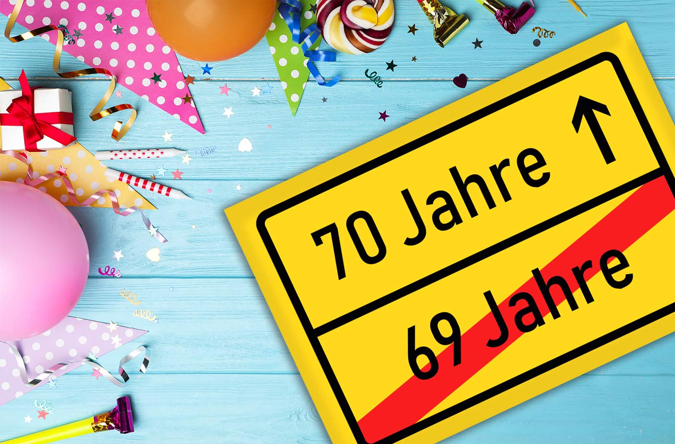 KAVARO Prezent urodzinowy 70. urodziny lub dekoracja - prezenty na 70. urodziny mężczyzny i kobiety - tabliczka urodzinowa z płyty z twardej pianki, 30 x 20 cm