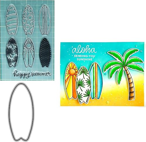 Qoiseys Juegos de sellos y troqueles transparentes de tabla de surf de verano para hacer tarjetas, plantillas de corte troquelado para álbumes de Qoiseys Juegos de sellos y troqueles transparentes de tabla de surf de verano para hacer tarjetas, plantillas de corte troquelado para álbumes de