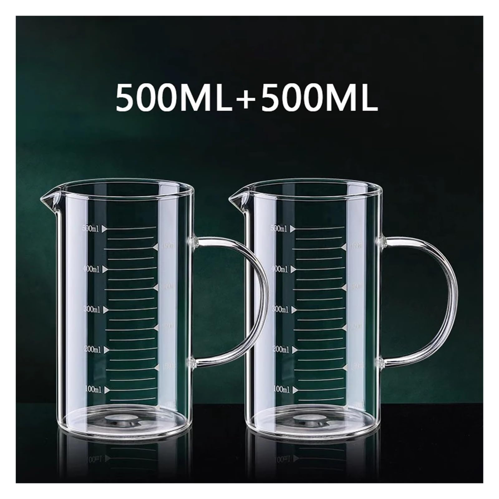 Glasmessbecher 1/2 Glasmessbecher mit Griff, hitzebeständig, Laborbecher, Küchenmessbecher for Milch und Kaffee, 250/350/500/1000 ml(500ml 2pcs)