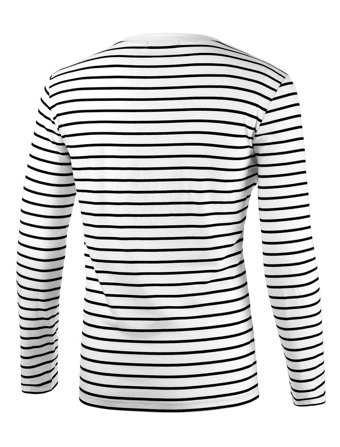 Uxcell - Maglietta da Uomo a Righe, Girocollo, Maniche Lunghe, Casual, in Cotone
