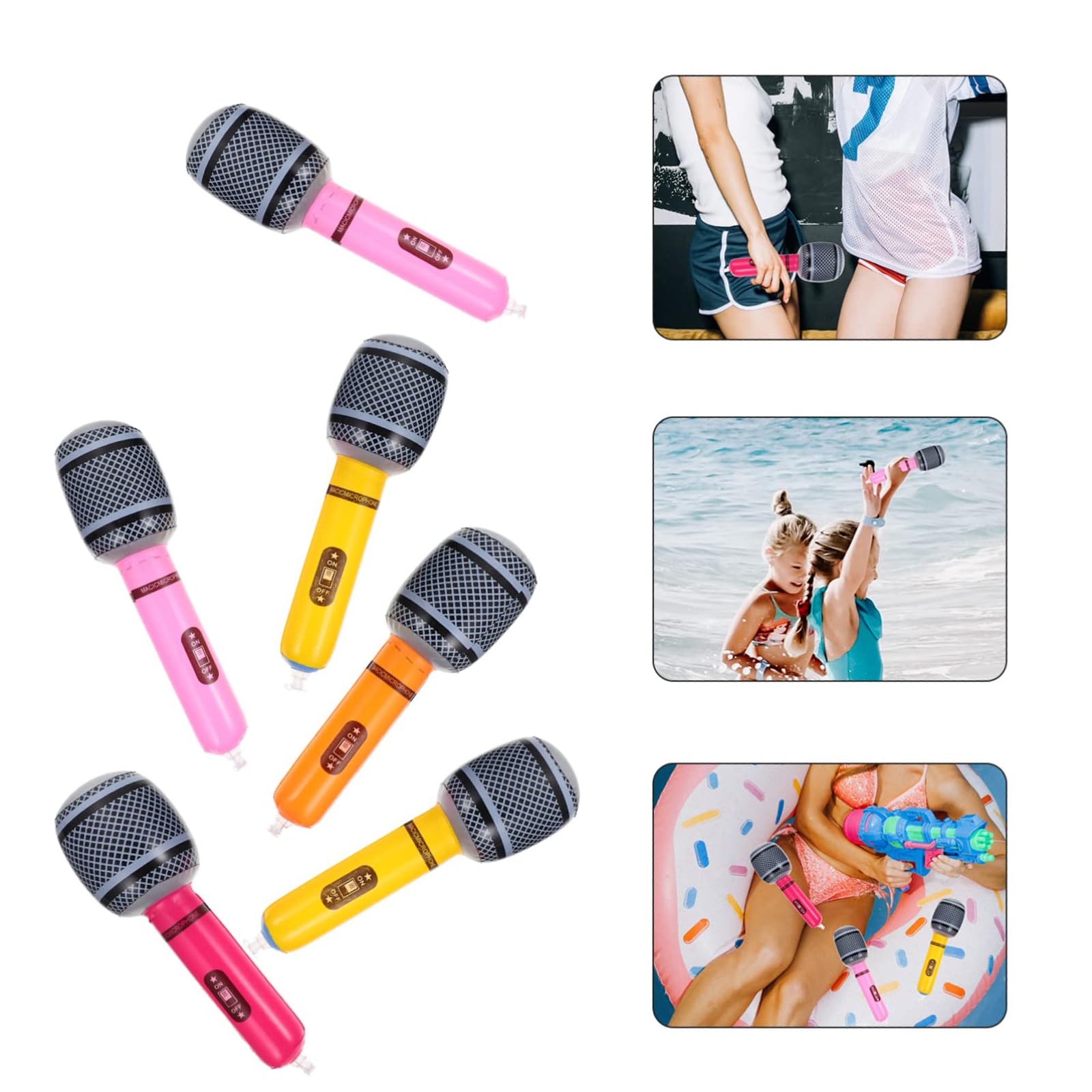 6Pcs Inflatable Microphone Set - Durable Pretend Play Musical Instruments for Kids and Adults - Party Supplies and Gifts - Image 3