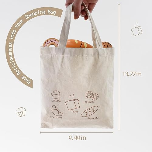 Miniatura 6 de PairPear Juego de comida de juguete de panadería de madera, accesorios de cocina con bolsa de compras, regalo de comida para niños y niñas de 3 años