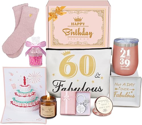 Regalos de cumpleaños 60 para mujeres, regalos de cumpleaños felices de 60 para su mejor amiga, mamá, hermana, esposa, novia, compañera de trabajo