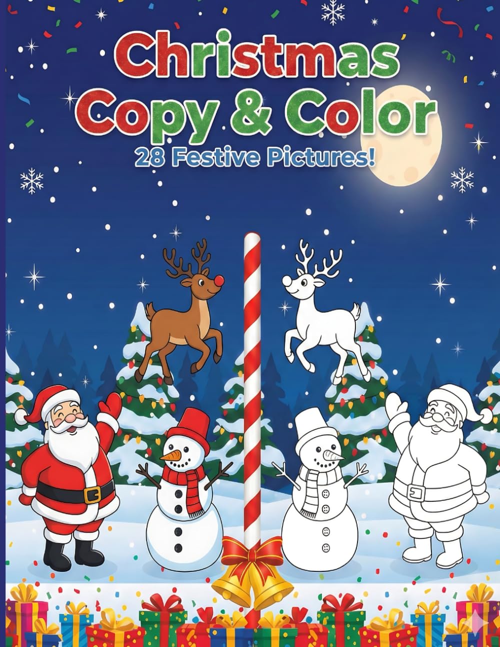 Christmas Copy and Color with 28 Festive Pictures: Christmas Coloring Adventures | Fun Holiday Pages for Little Artists | 28 Festive Illustrations ... Bleed-Through – Perfect for Kids Ages 3-6