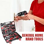 JENABOM 43 in 1 Household Tool Set with 3.6V Electric Screwdriver, Home Tool Kit with Cordless Drill Driver, Hand Tool Kits for Women&Men DIY Repair(Red)