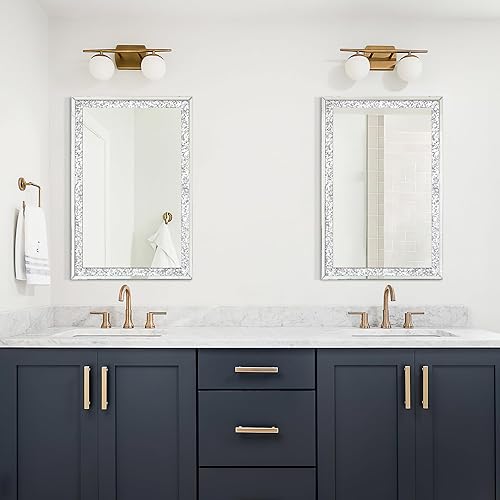 Miniatura 2 de Espejo de diamante de cristal Crush, espejo plateado de 46.5 x 31 pulgadas, hermoso espejo de pared, espejos rectangulares para pared, baño,