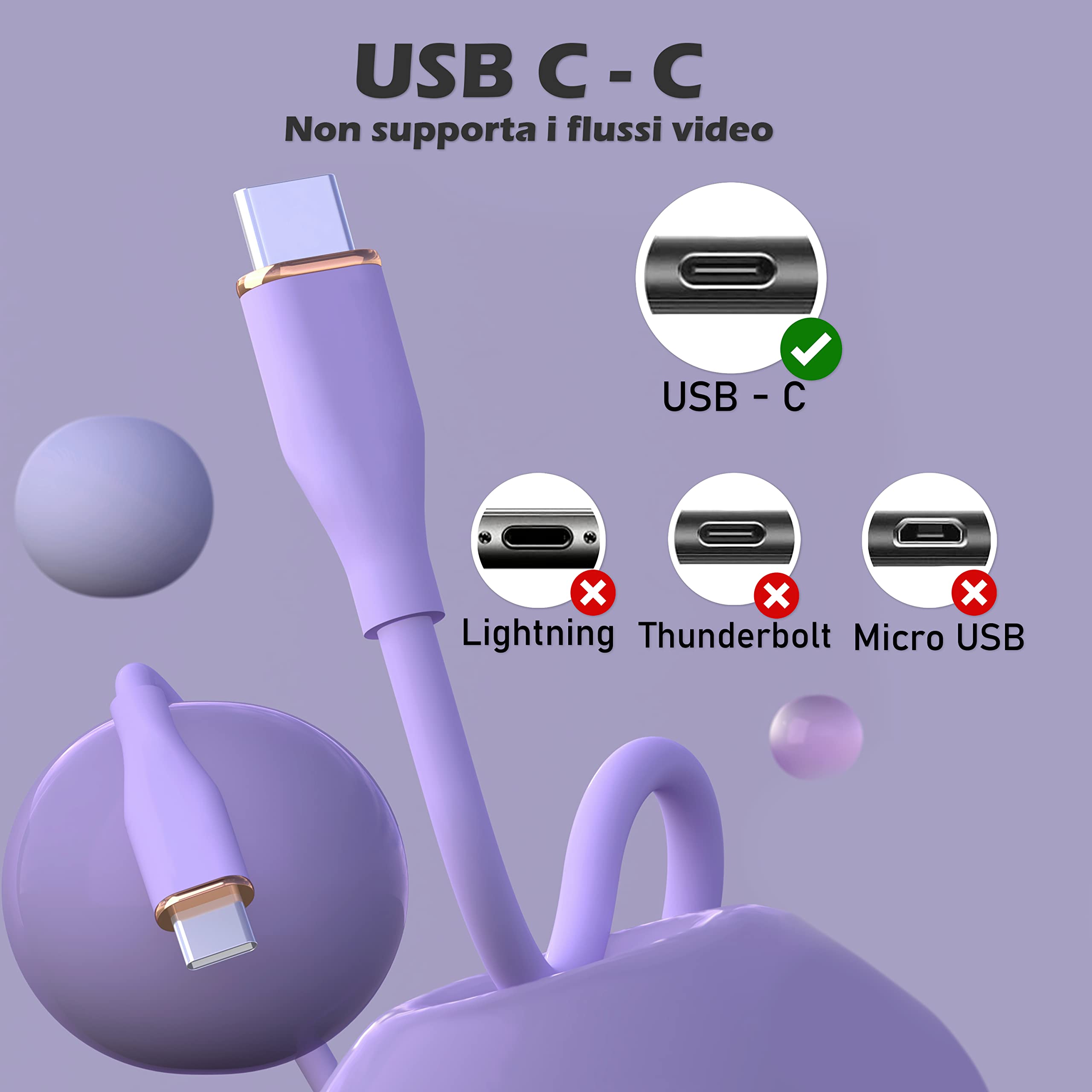 Nolhel USB-C Auf USB-C Kabel | 60W Schnellladung, 2 M Länge | Aus Flexiblem Silikon, Kompatibel Mit MacBook, Smartphone & Mehr