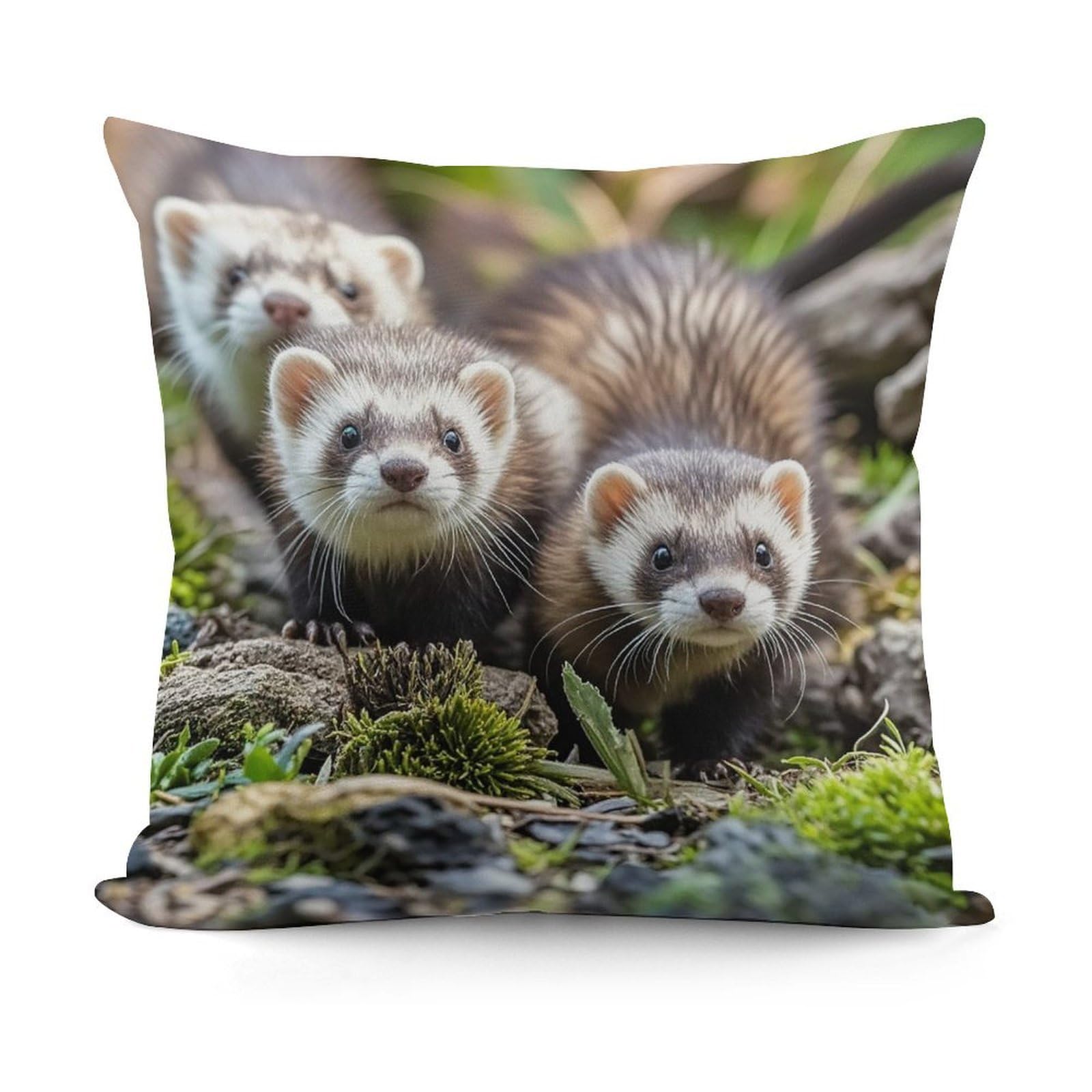 FekiLoot Ferrets Throw Pillow Cover Soft Decorative Pillow Cover Modern Square Cushion Cover Cozy Cushion Case Farmhouse Home Decor for Sofa Couch Living Room 18 X 18 Inch