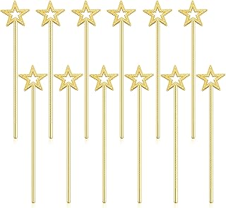12 Pcs 13 Inch Star Wand Elf Baton Angel Wand Angel Fairy Wand Plating Wand Sticks for Princess Birthday Party Wedding Halloween Christmas Costume Cosplay Dress up Accessories（Gold）