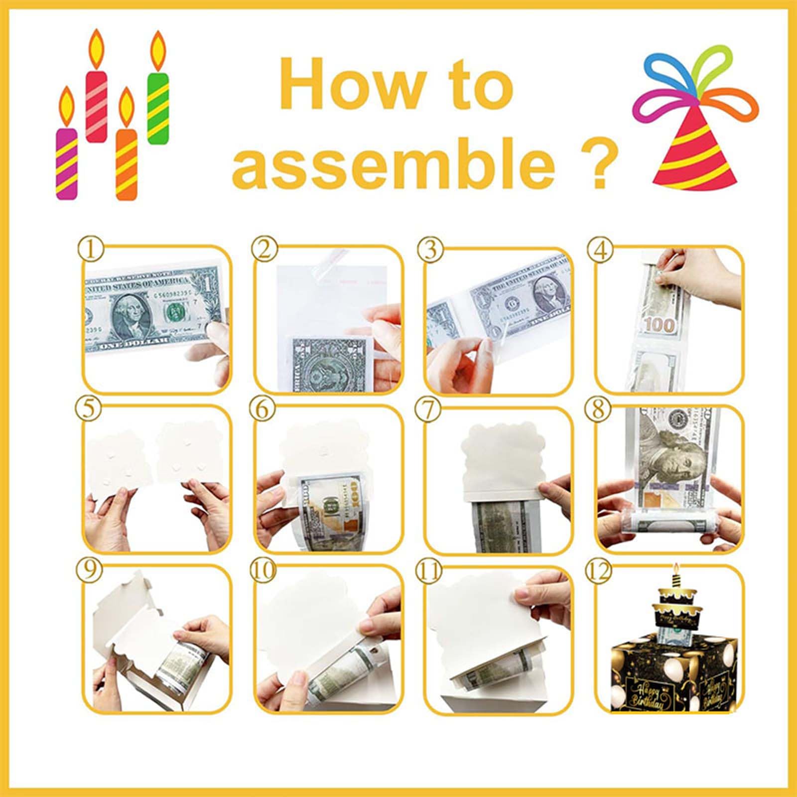 Verrassingsdoos voor verjaardag, doe-het-zelf, geldcadeau, verrassing, geldgeschenkverpakking, verjaardag, doe-het-zelf Happy Birthday, geschenkdoos voor je familie, vrienden (zonder contant geld