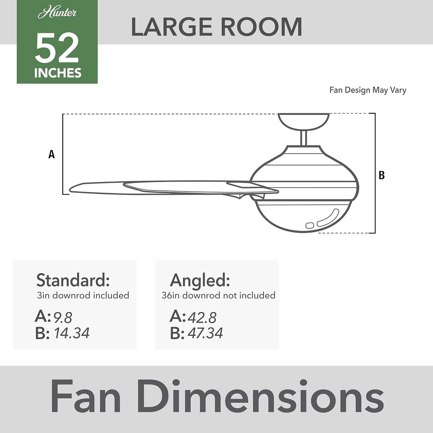 Hunter 52 inch Outdoor or Indoor Ceiling Fan with LED Light and Pull Chain - Bronze Rustic Ceiling Fan, Standard Mount, 4 Blades, For Patio, Porch, Garage, or Living Room - Ocala 59214, Noble Bronze