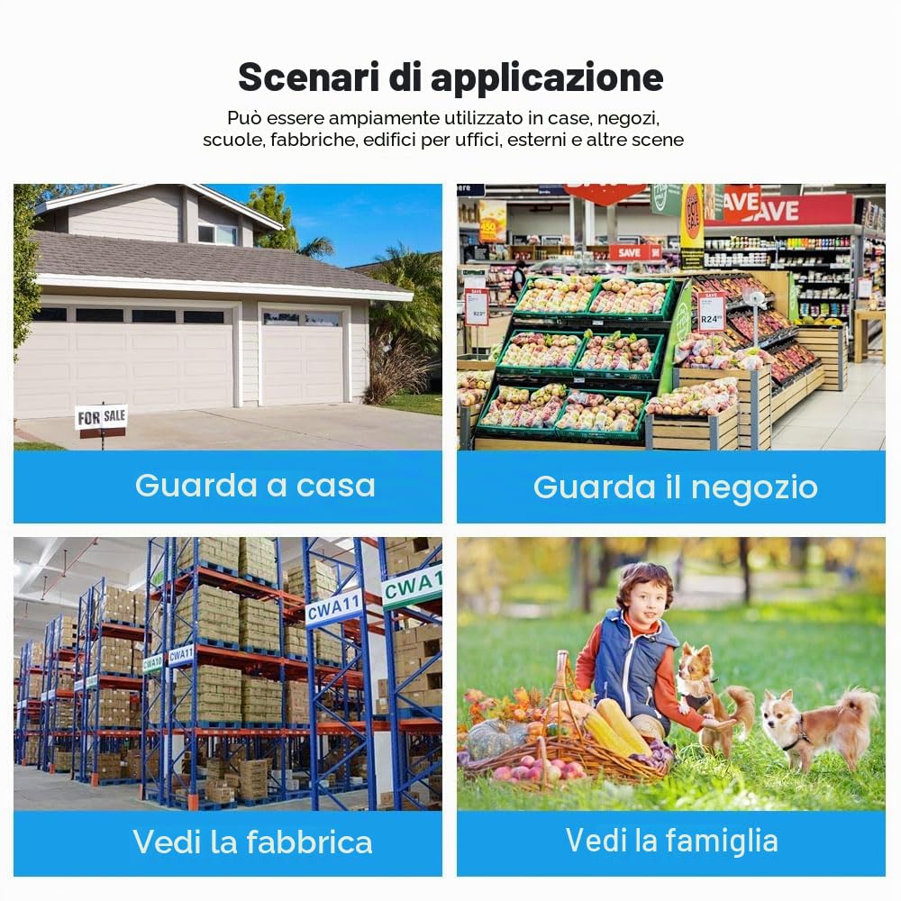 SRIHOME 5MP HD PTZ Telecamera di Sorveglianza, Rilevamento umano, Tracciamento del movimento, Allarme sonoro e luminoso, Audio bidirezionale, Uso esterno/interno