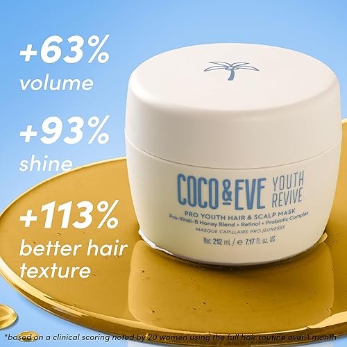 Miniatura 3 de Coco & Eve Máscara Pro Youth Hair & Scalp. Antienvejecimiento, fuerza, brillo, volumen. Regula la caspa. Con miel, retinol para un cabello hidratado