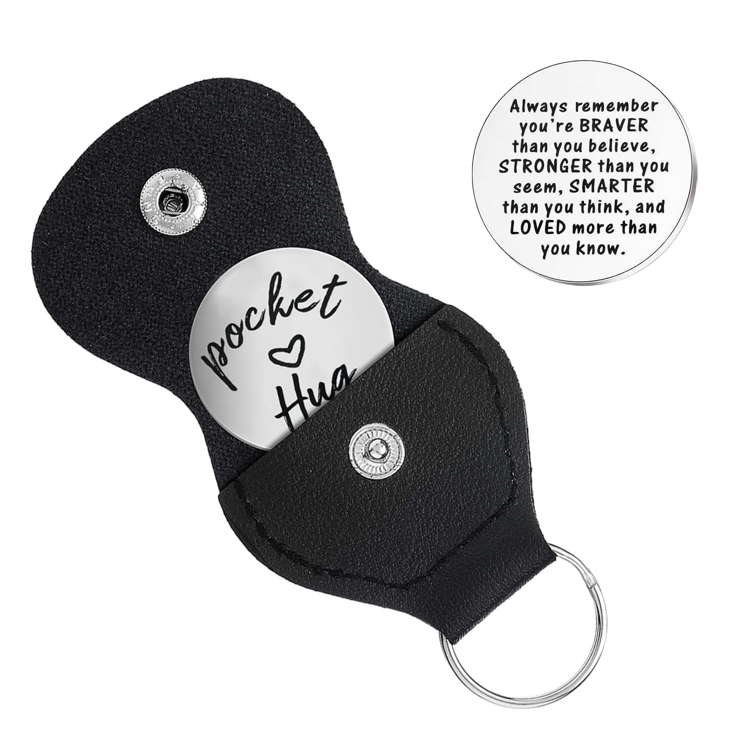 GDFHBD 2 Double-Sided Hug Coins And 2 Leather Key Rings, Double-Sided Inspirational Souvenirs, Farewell Gifts, Friends - Image 3