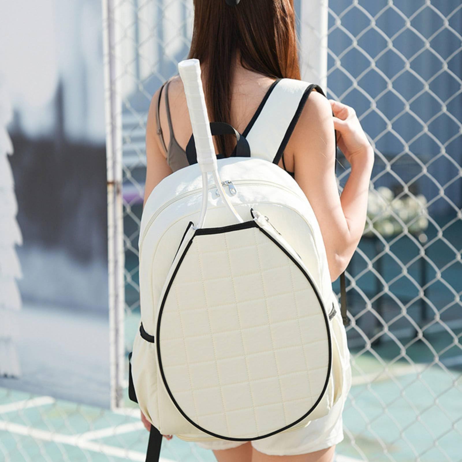 Zaino da Tennis Borsa Racchetta Zaino Sportivo Zaino Palestra Borsa Spalla con Tasca Frontale per Racchetta Separata Nylon Antipioggia Adatto per, Nero