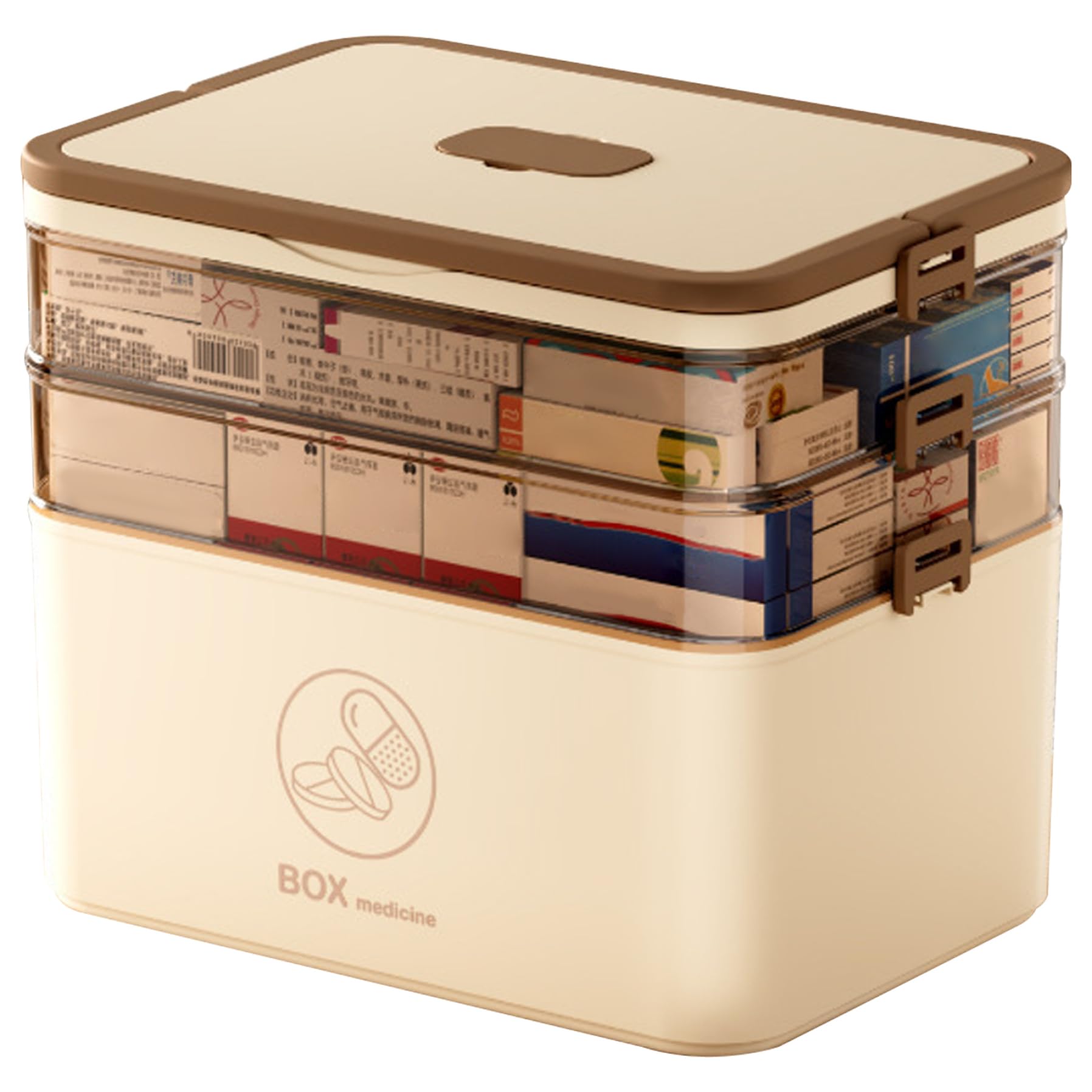 Boîte rangement médecine portable 3 niveaux pour voyages famille