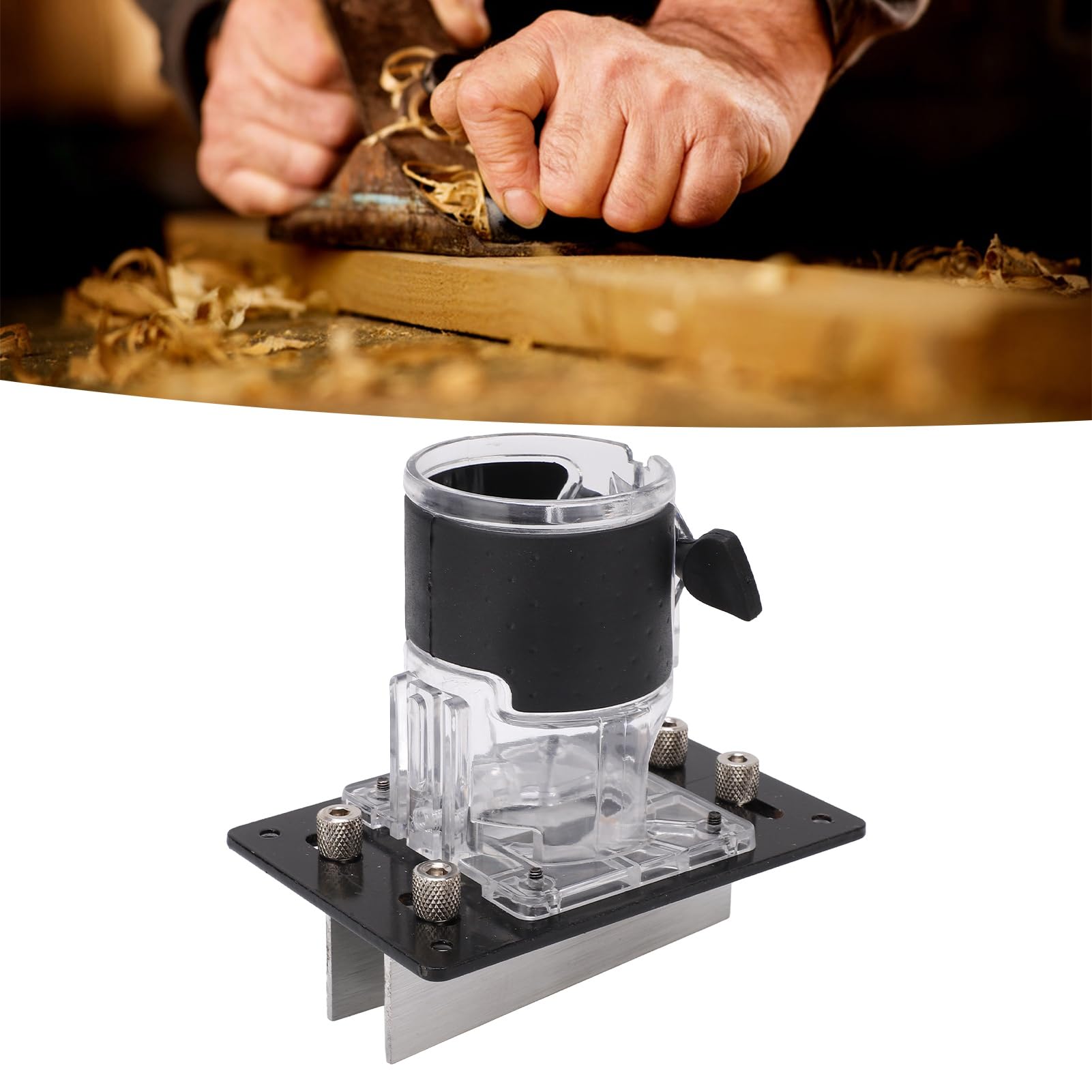 Soporte para máquina de ranurar y rebajar en madera 2 en 1 con conjunto de abrazaderas rectas y semipasantes, localizador ajustable para fresadora, ideal para trabajos en madera,