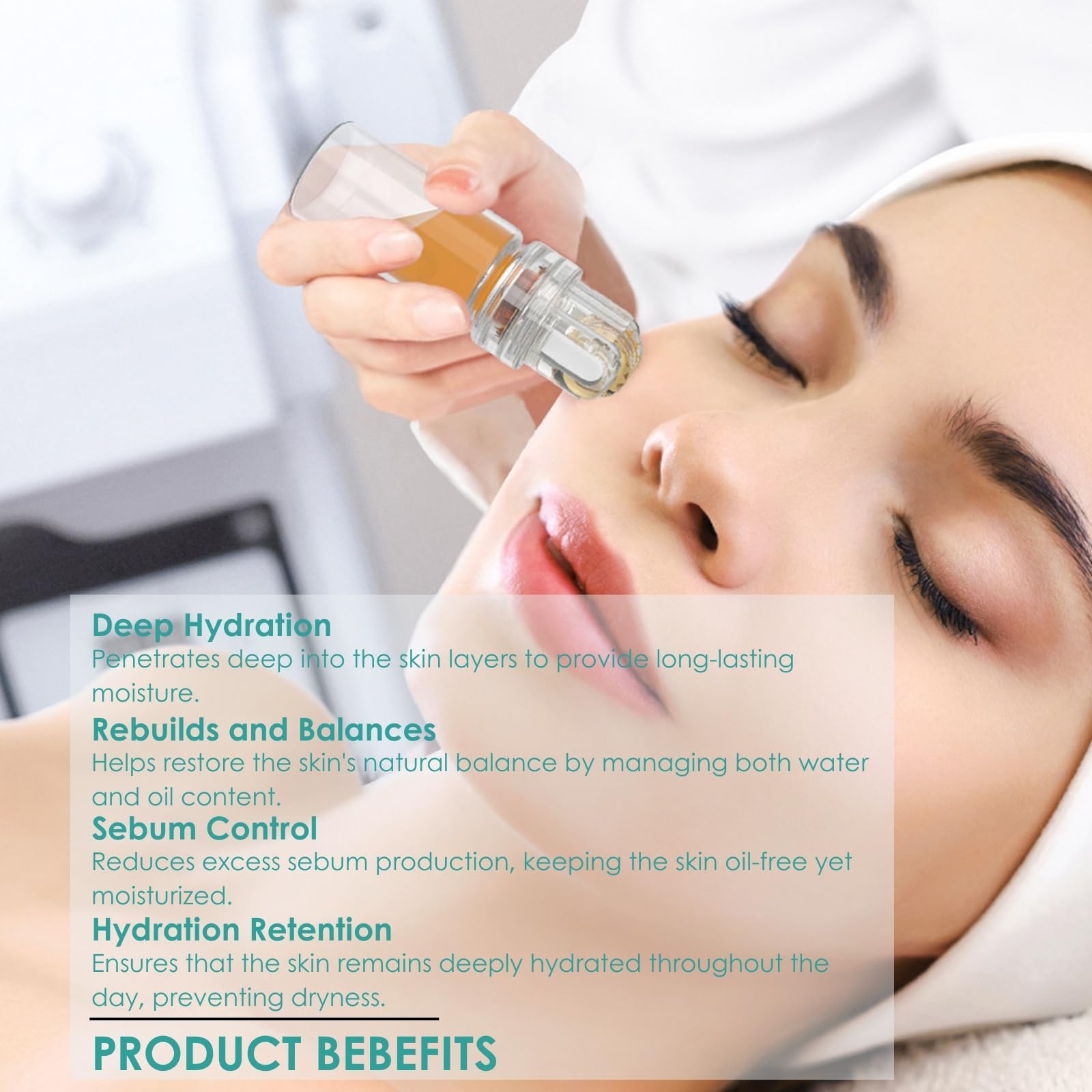 Set di Sistema di Infusione con Microneedling, incluso Hydra Roller da 0,25 mm 1 pezzo, 6 Testine di Ricambio e 7 Fiale di Siero Anti-Invecchiamento da 5 ml, Trattamento Anti-Invecchiamento