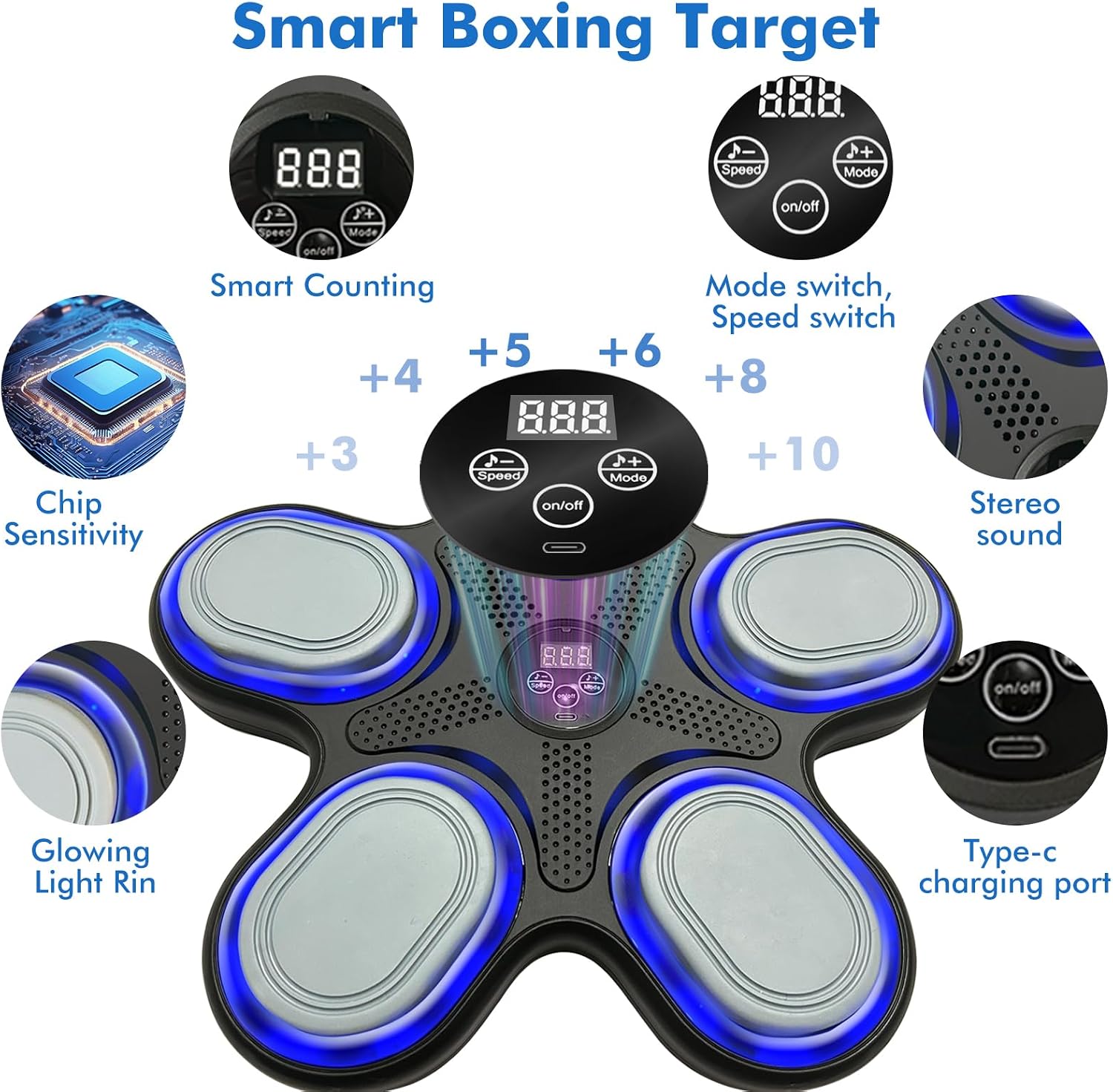 2026 Music Boxing Machine for Kids, Smart Bluetooth Music Punching Machine with Gloves,Wall Mounted Electronic Boxing Target for Home, Indoor and Gym,9 Modes & 9 Speeds (Black)