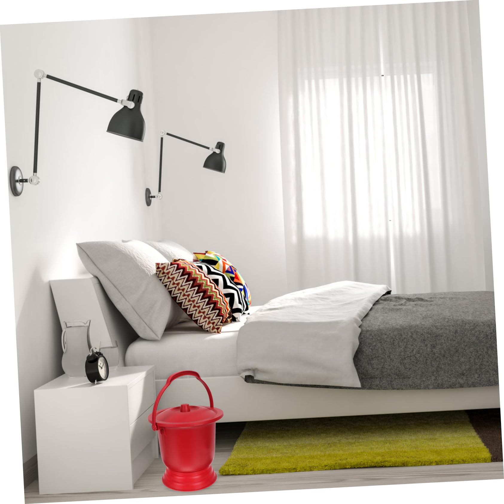 Mikinona Balde Portátil para Adultos con Tapa Orinal de Casa para Escupidera con Diseño Antideslizante y Limpieza para Situaciones Incómodas