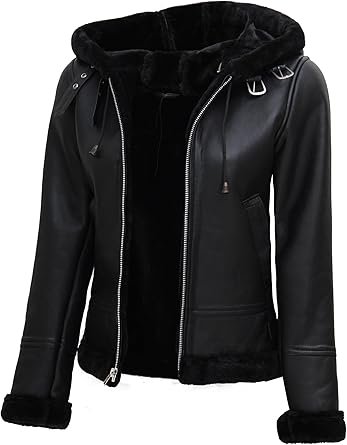 fjackets Leather Sherpa Jackets For Womens - Real Lambskin Shearling Jackets Womens Stylish Outerwear Leather Jacket Womens