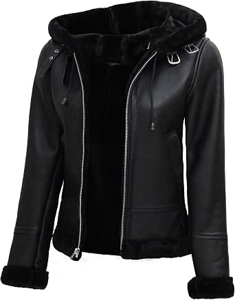 Fjackets Leather Sherpa Jackets for Women