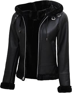 Leather Sherpa Jackets For Womens - Real Lambskin Shearling Jackets Wome...