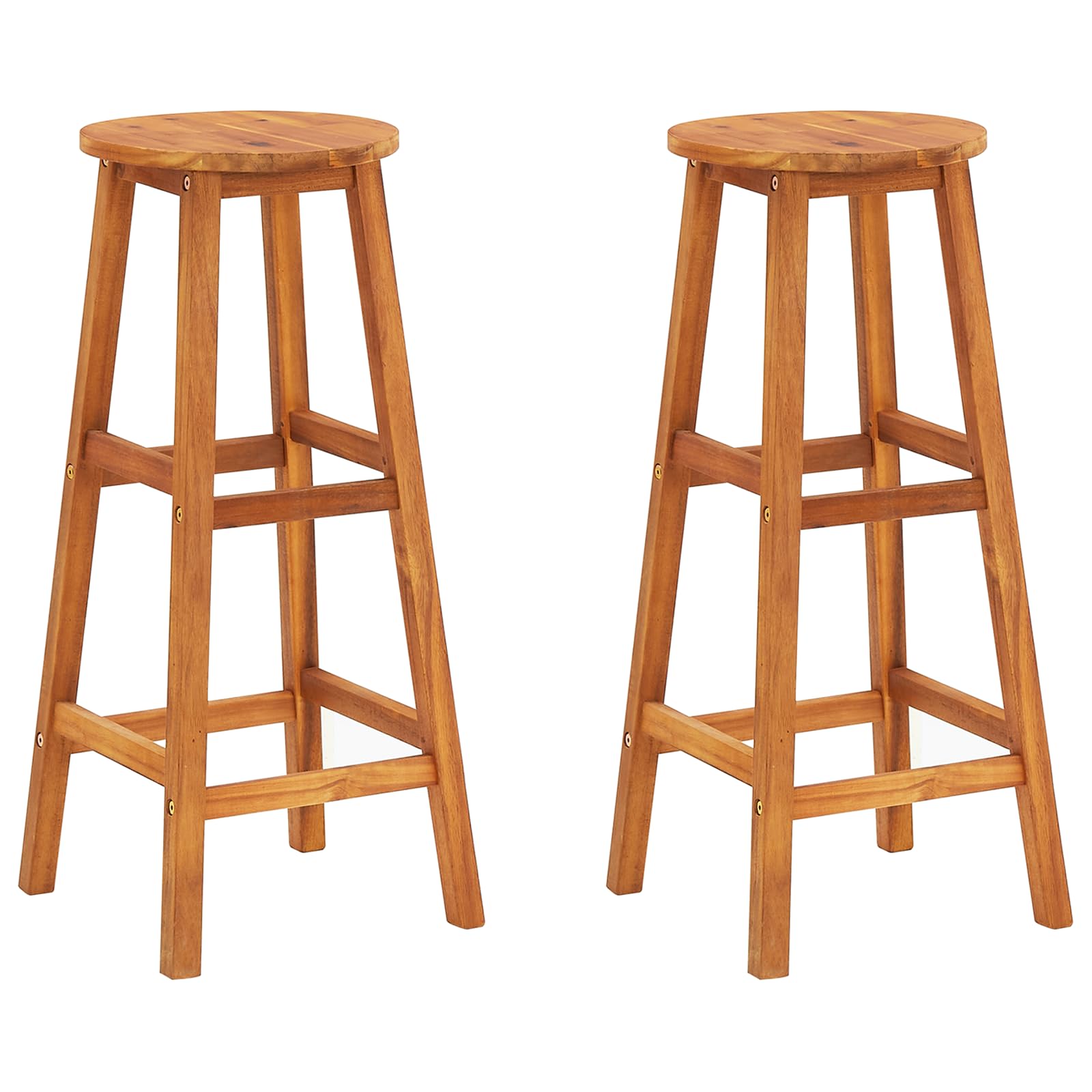 vidaXL Lot de 2 Tabourets de Bar, Chaise de Pub, Siège de Terrasse, Meuble de Bistrot Jardin Patio Extérieur, Bois d'Acacia Massif