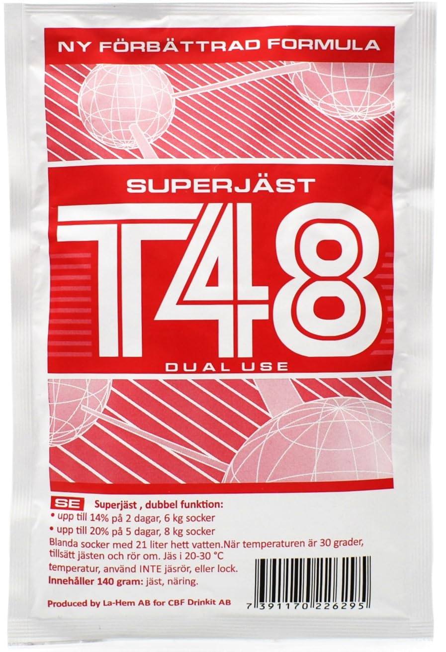 12 x Levadura Turbo para Mosto T48 Super 140g – Para Mezclas con 8 kg de Azúcar, Fermentación Rápida y Eficiente