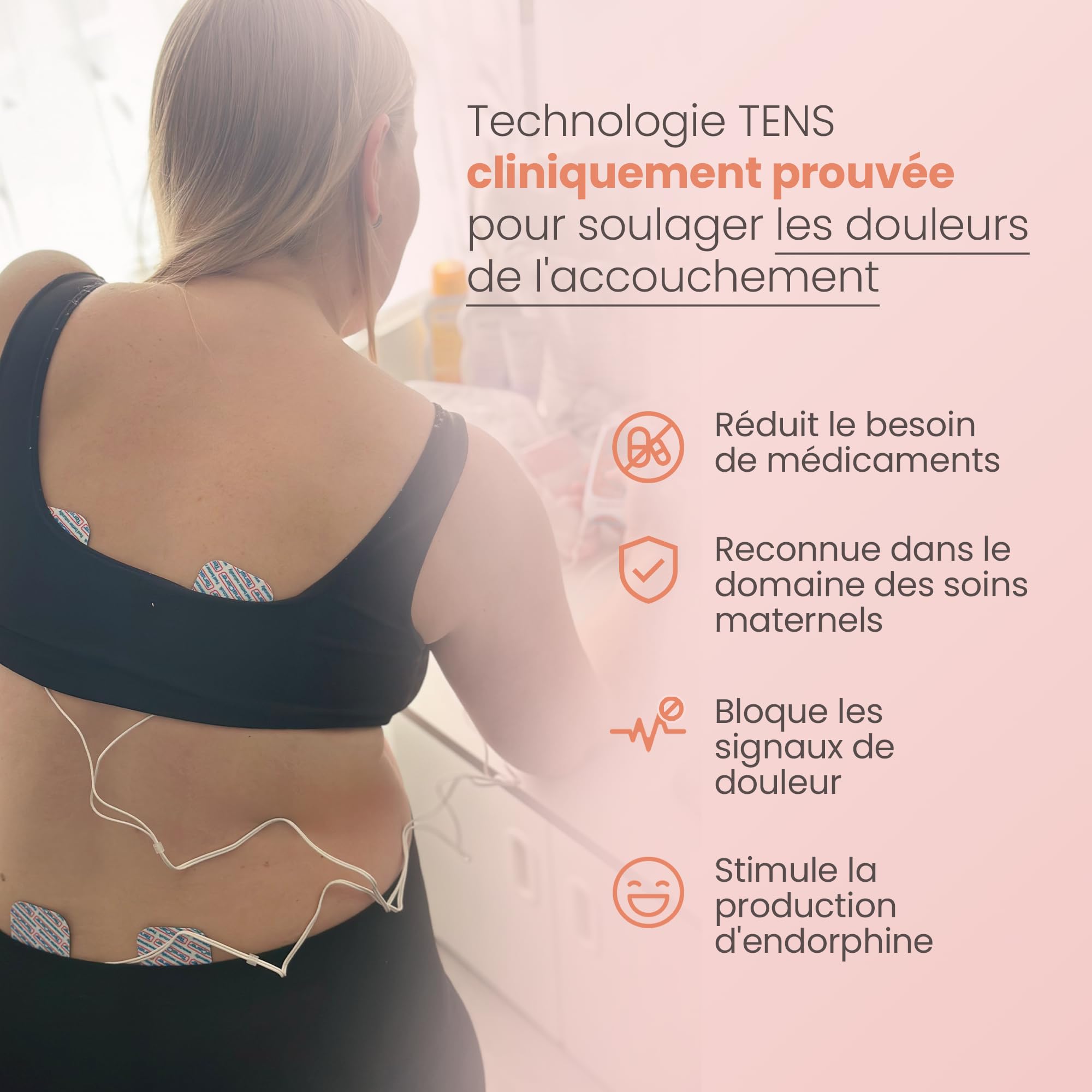TensCare Perfect Mama+ | Soulagement Naturel Sans Médicaments pour l’Accouchement | TENS avec Minuteur de Contractions et Électrodes d’Allaitement