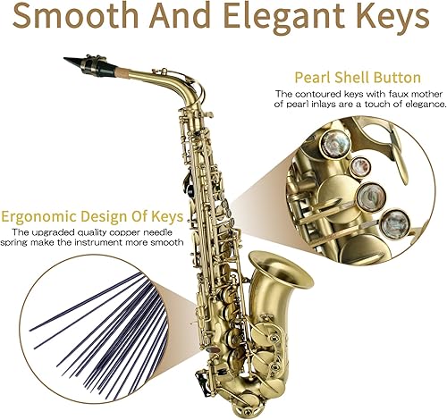 Miniatura 2 de Saxofón Alto Eb, para principiantes y estudiantes, saxofón alto profesional, para adultos (plateado)