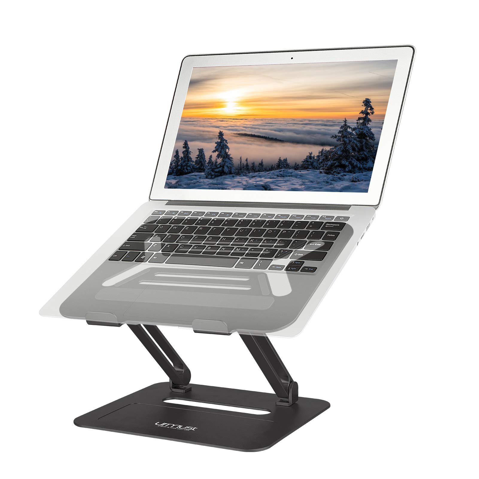 Urmust Adjustable Laptop Stand for Desk Aluminum Computer Stand for Laptop Riser Holder Notebook Stand Compatible with MacBook Air Pro Ultrabook All Laptops 11-17 inch (Black)