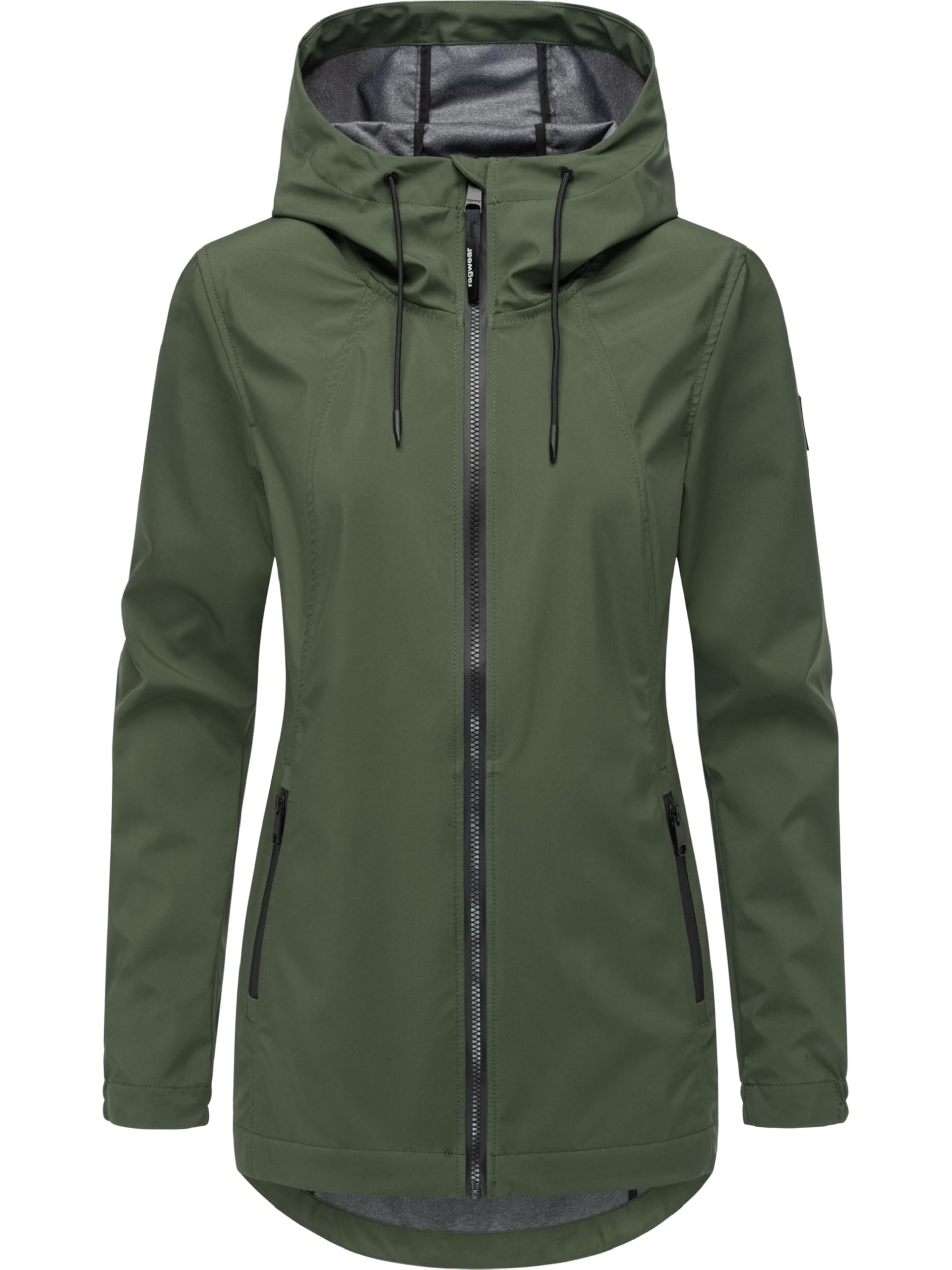 Ragwear Damska długa kurtka przejściowa, wodoodporna i oddychająca, krótki płaszcz z regulowanym kapturem, Zuzka Sport YOUMODO XS-6XL