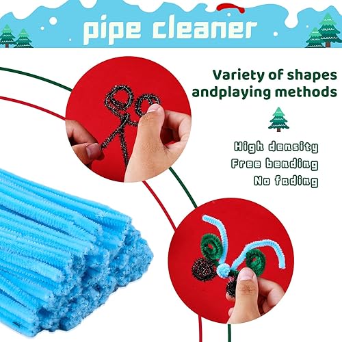 Miniatura 3 de Limpiadores de pipas con pompones (azul claro+bolas de pompones)