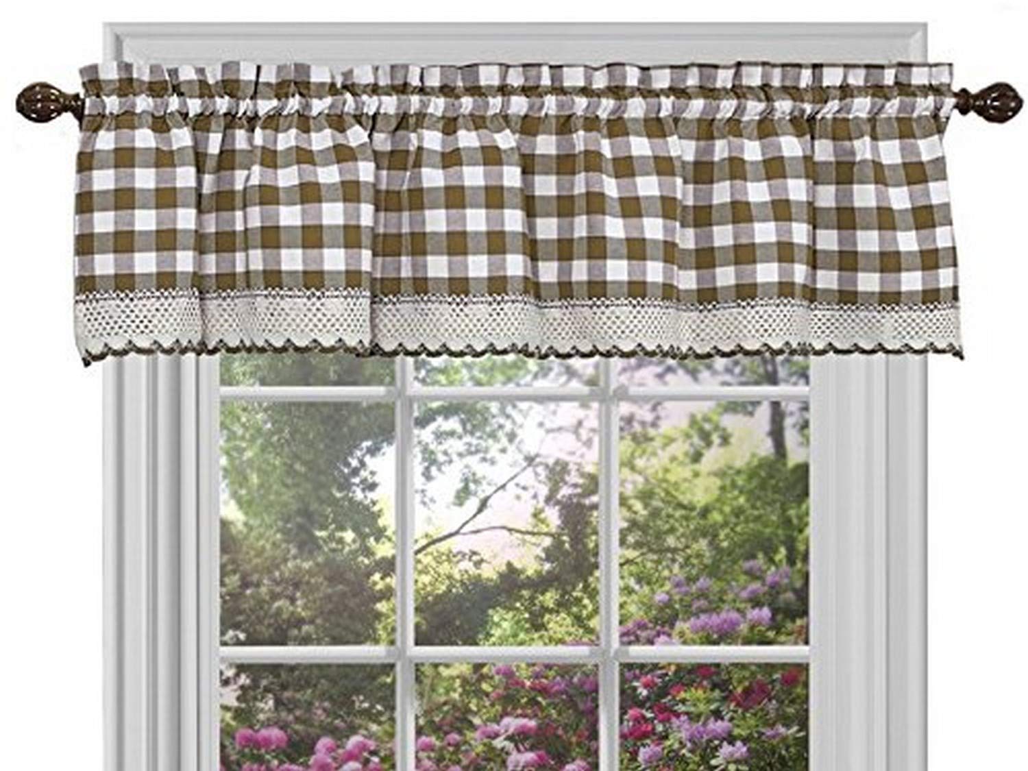 Sweet Home Collection Window Panel Treatment Kitchen Curtain Valance, 14" x 58", Taupe