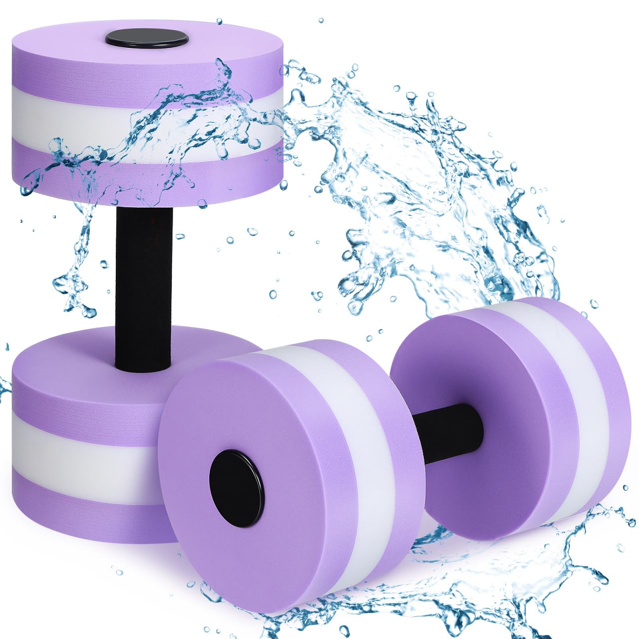 DOITOOL Lot de 2 haltères aquatiques pour exercices de piscine, haltères aquatiques en EVA, résistance à l'eau, haltères d'aérobic, équipement d'entraînement de piscine, violet